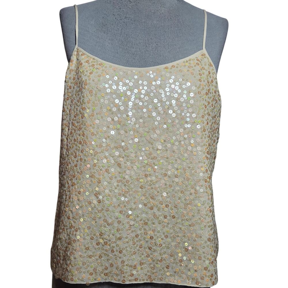 Sequin Silk Blend Sleeveless Blouse Size 10